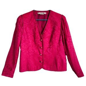 Vintage 80s Anne Crimmins Silk Rose Print Blazer